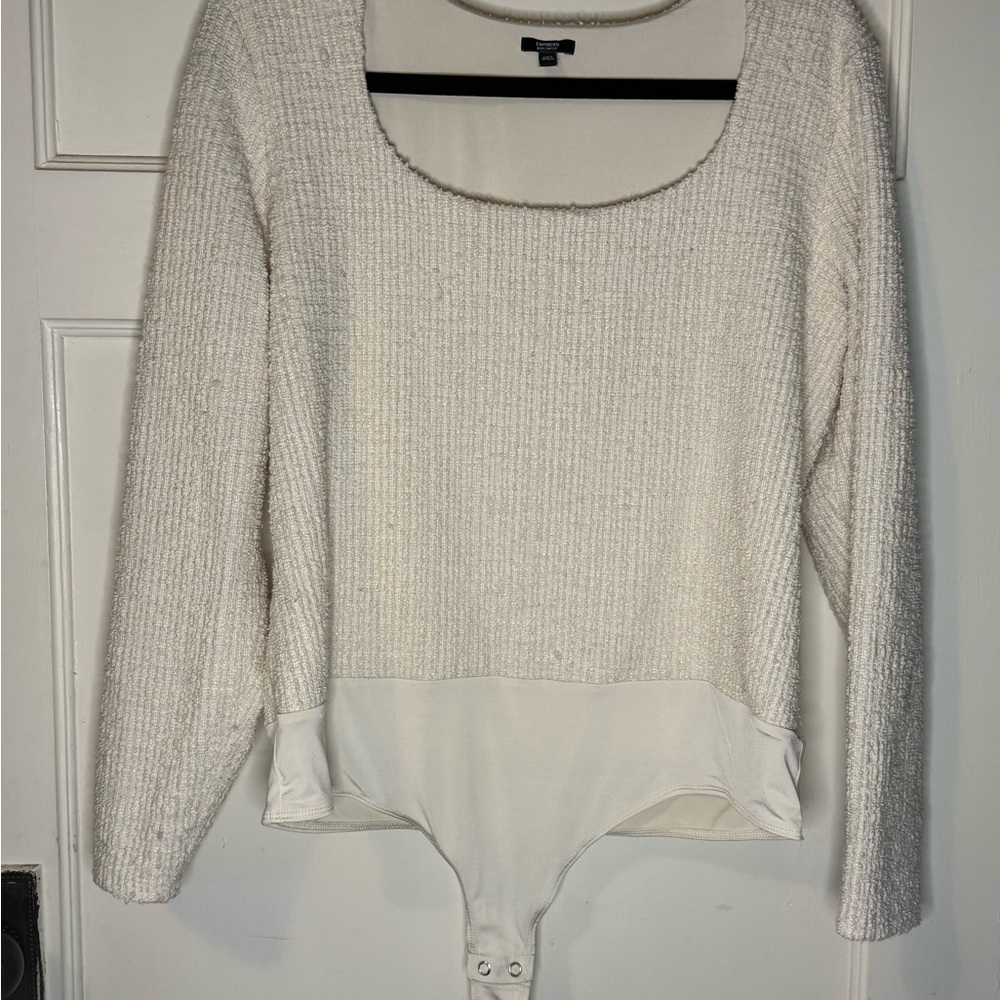 Express Cream Knit Bodysuit Sweater XL